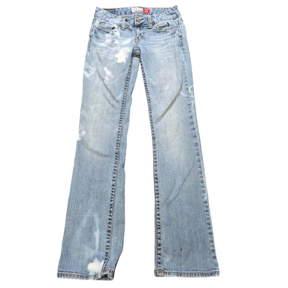 Aeropostale Chelsea Skinny Bootcut Jeans Women's 1/2 Blue Light Acid Wash Y2K